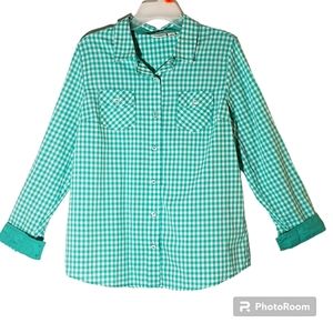 Cato women's large beautiful turquoise western style button down shirt. 926